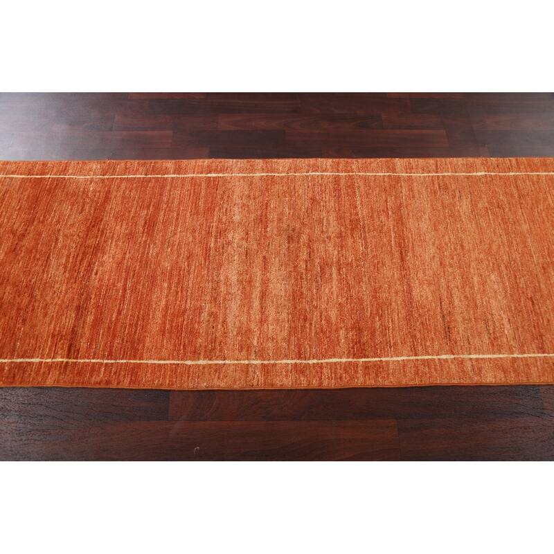 Orange Gabbeh Kashkoli Oriental Wool Runner Rug Hand-knotted Carpet - 2'7" x 9'10"