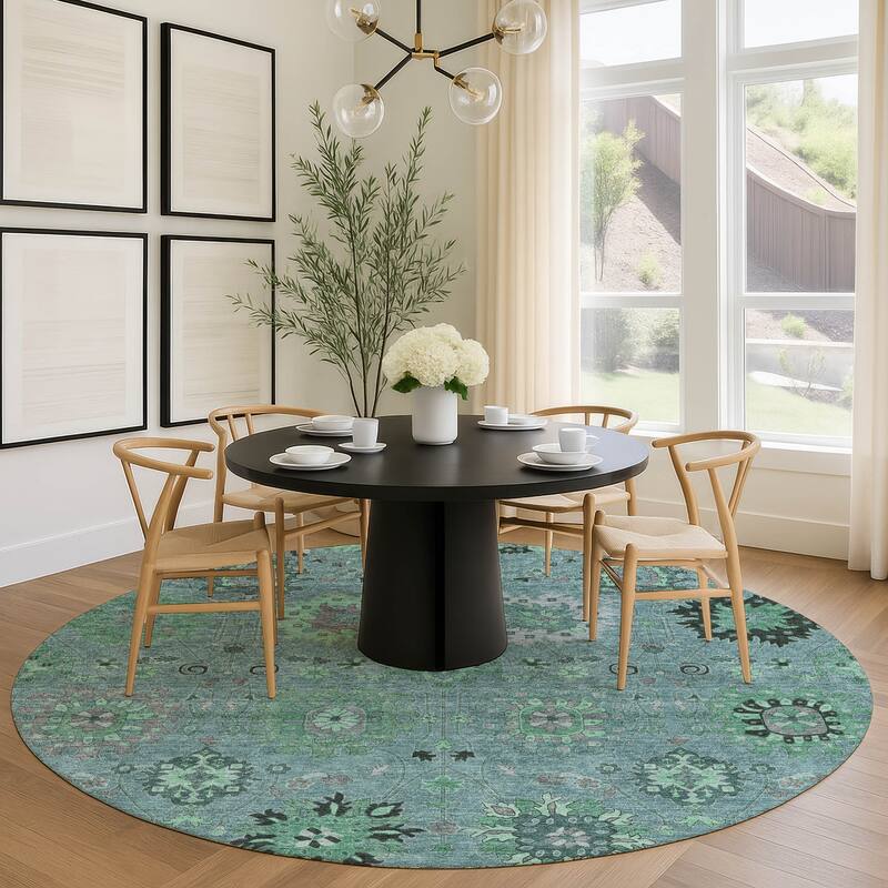 Machine Washable Indoor/ Outdoor Vintage Traditional Chantille Rug