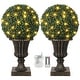 preview thumbnail 1 of 5, 2 Pcs 12" Artificial Plant Topiary Ball with Pot, Faux Boxwood Balls with LED 16x16x68.58in - Green