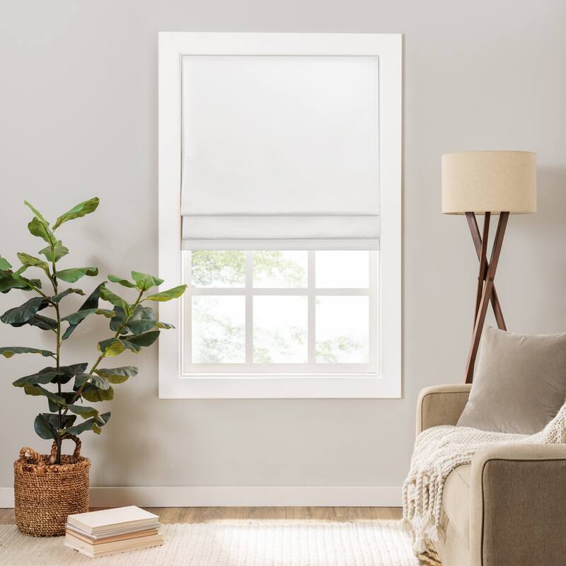 Eclipse Lane Cordless Roman Shades for Windows, Room Darkening - 27x64 - White