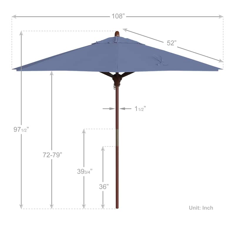California Umbrella 9ft Marenti Wooden Sunbrella Patio Umbrella with Sunbrella Fabric, Base Not Included