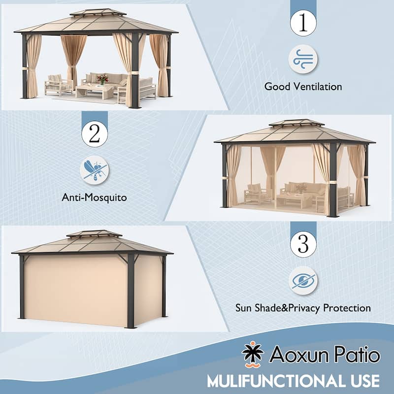 10×12FT Double layer Gazebo Outdoor Double Roof