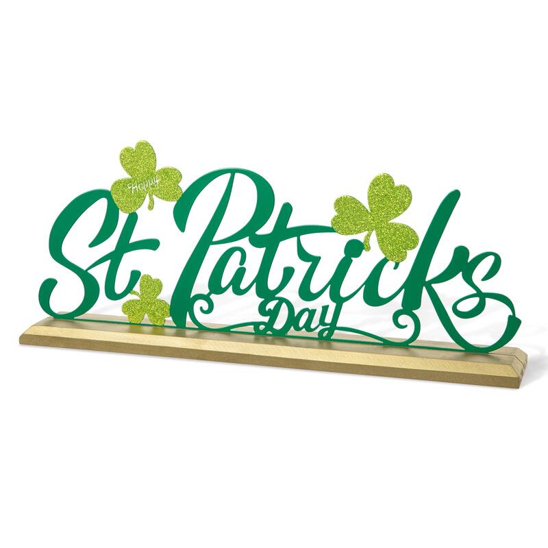 Glitzhome 16"L St. Patrick's Lucky Word Sign Table Decor