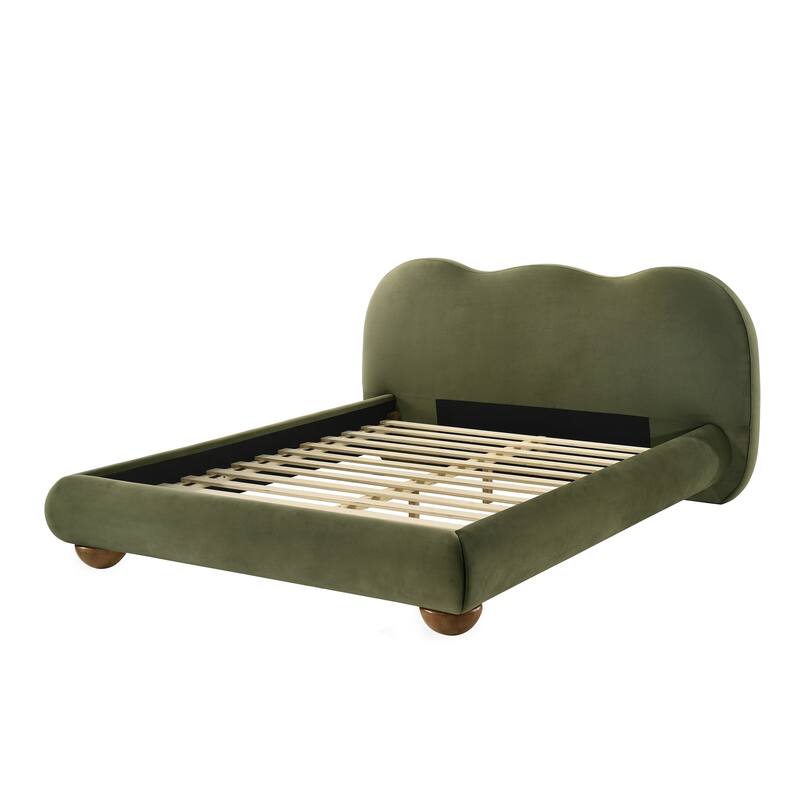 Furniture of America Nilo Modern Fabric Upholstered Platform Bed with Curved Headboard