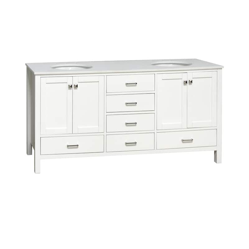KitchenBathCollection Horizon 72" Double Bathroom Vanity with Engineered White Top