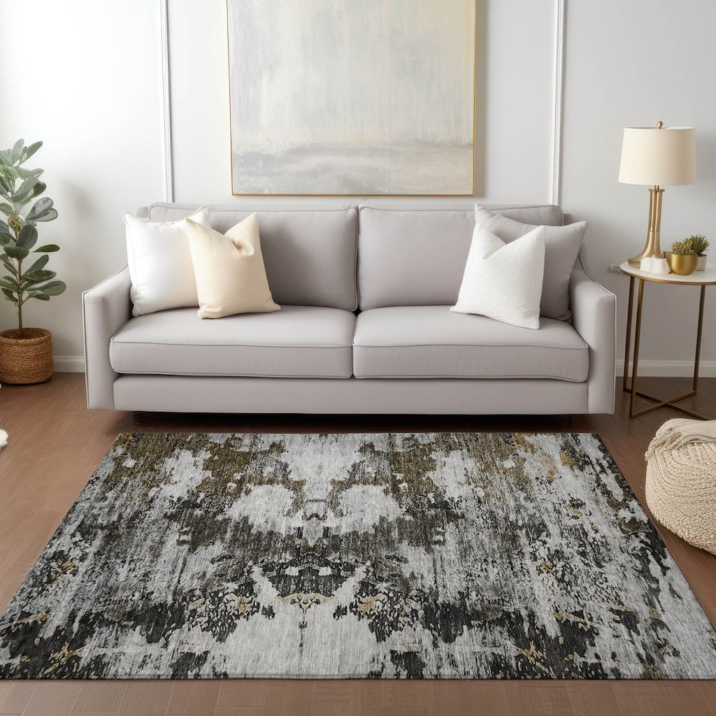 Machine Washable Indoor/ Outdoor Chantille Modern Abstract Rug