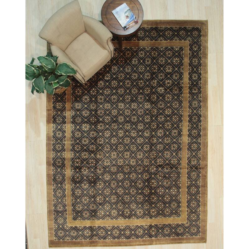 Handmade Wool Brown Transitional All Over Ningxia Rug