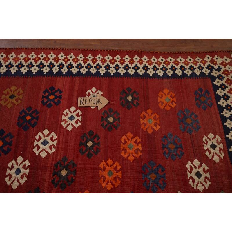 Kilim Qashqai Nomadic Persian Vintage Hand-Woven Tribal Wool Carpet - 5'0"x 9'7"