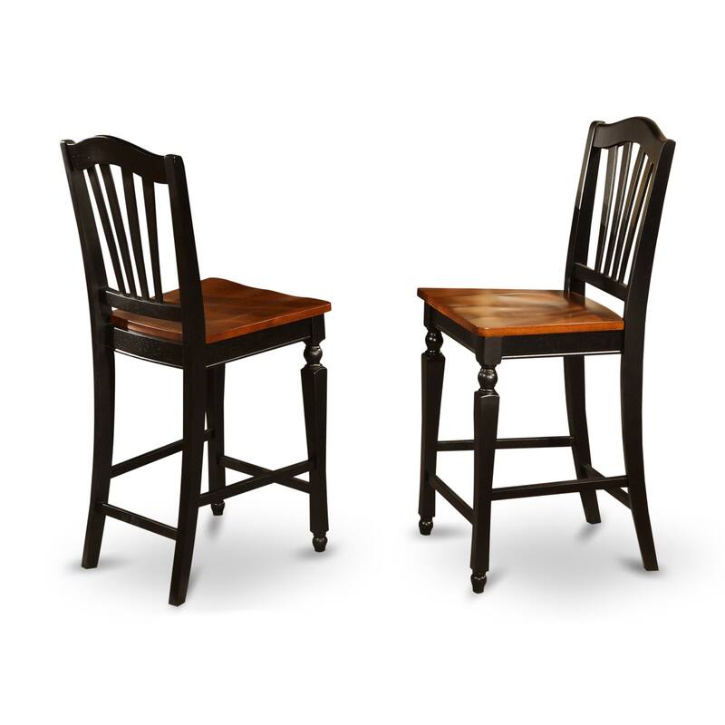 East West Furniture 5 Piece Kitchen Table Set- a Round Table with Pedestal and 4 Dining Chairs, Black & Cherry(Seat Option)