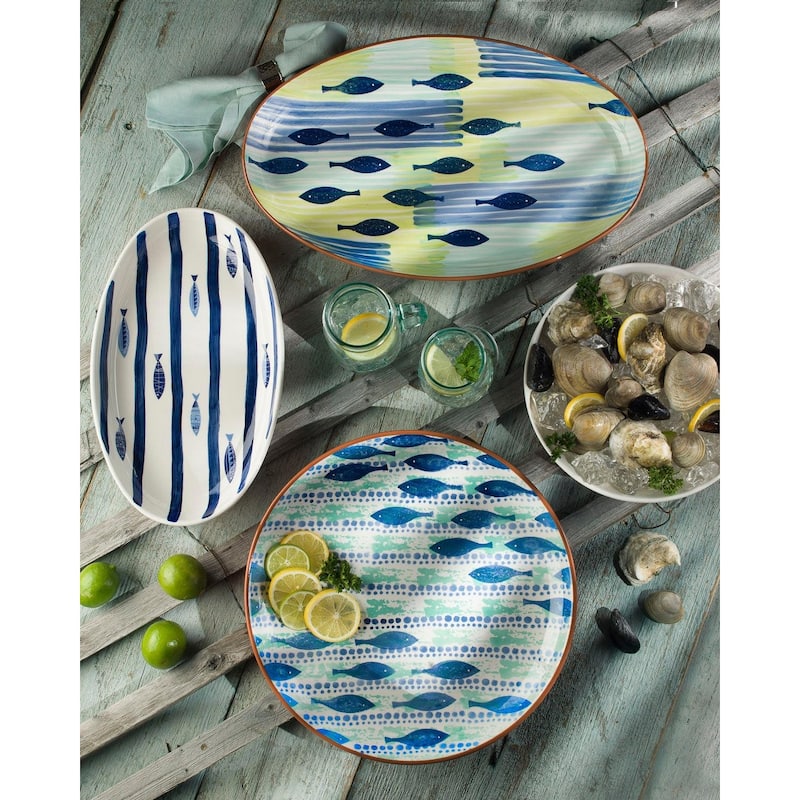 Euro Ceramica Pescador 15" Round Serving Platter