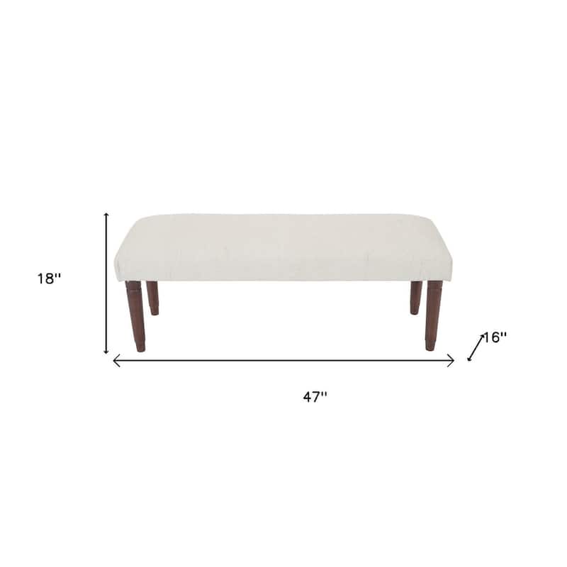 HomeRoots 47" Cream and Brown Boucle and Solid Wood Upholstered Bench - 47.00 in. x 18.00 in. x 16.00 in.