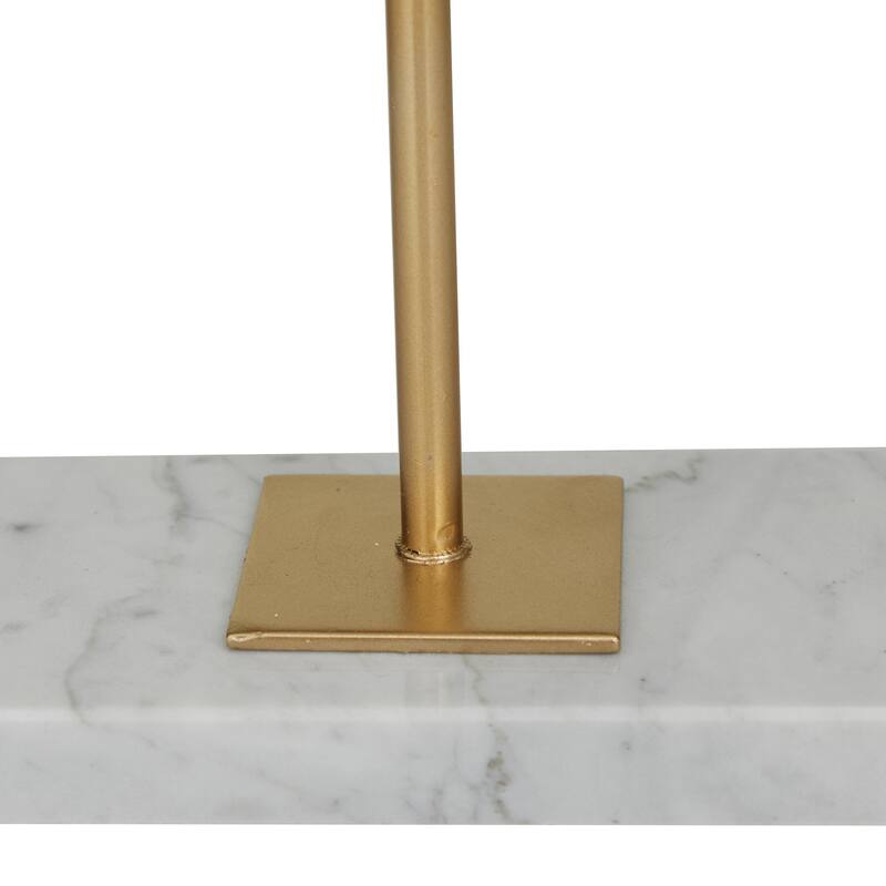 White Polystone Cut-Out Abstract Decorative Sculpture with Marble Stand