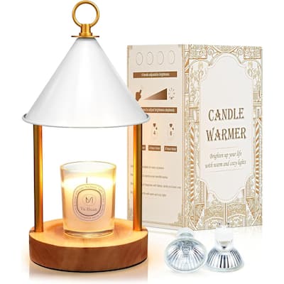 EROMMY Candle Warmer Lamp – 2 Bulbs, Timer, Dimmable Light, Adjustable Height, Anti-Scald Design, Flameless Wax Melter