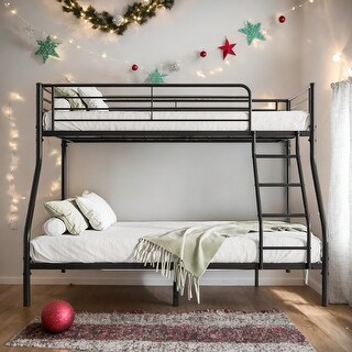 Twin-Over-Full Metal Bunk Bed,Easy Assembly With Enhanced Upper-Level Guardrail