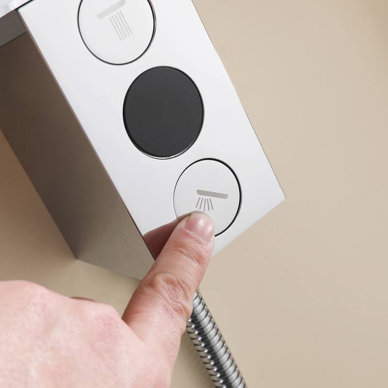 36"H Stainless Steel Exposed Rain Shower System With Handheld Shower (Valve Not Included)