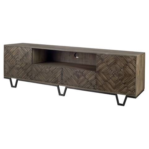 Mercana Argyle II Medium Brown Wood and Metal TV Stand Media Console with Storage, TV up to 75" - 76.0L x 18.0W x 24.0H