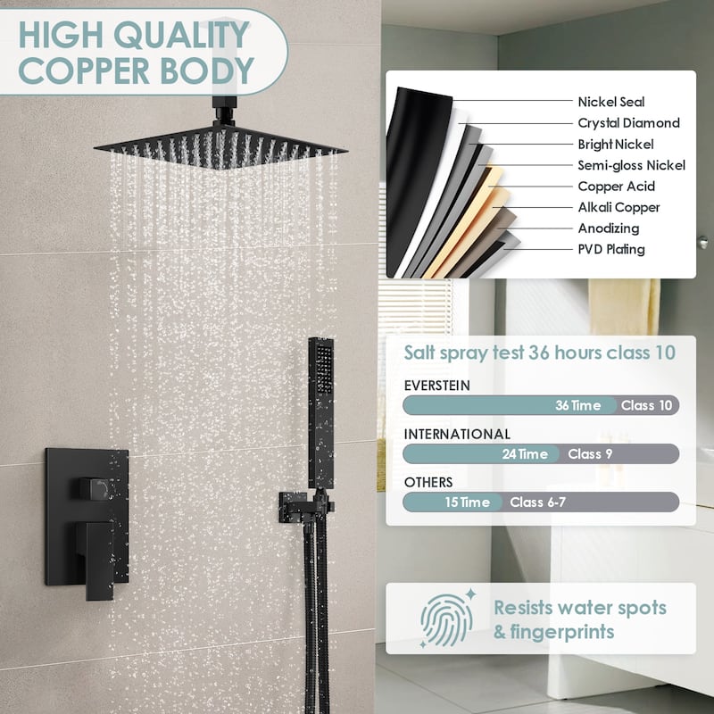 Rainfall Shower System with High Pressure 10 inch Shower Head Hand Held Shower Head Bathroom Mixer Shower Complete Combo Set