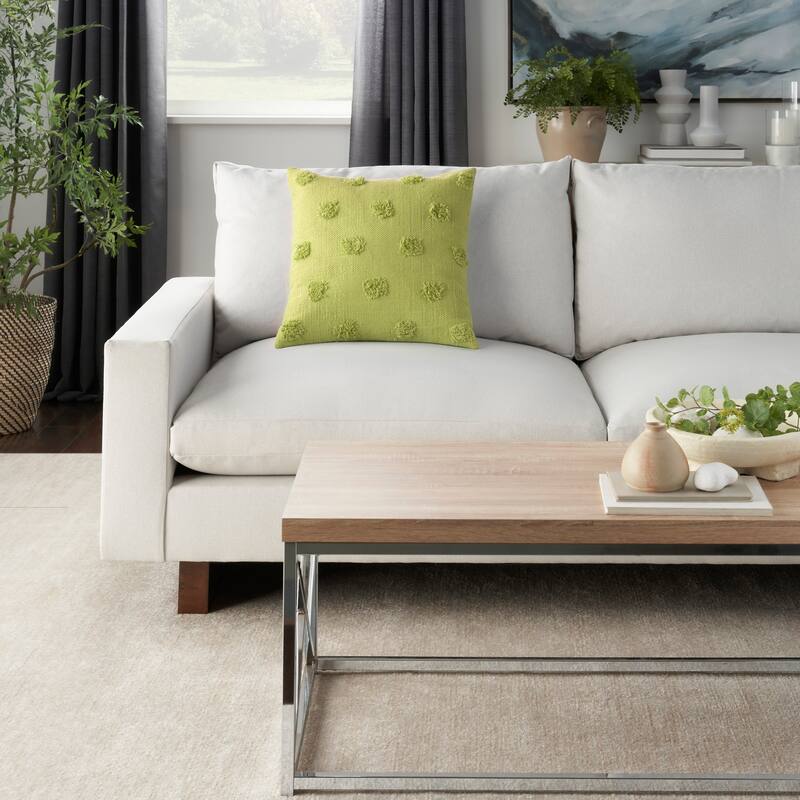  Mina Victory Life Styles Tufted Dots Solid Textured 18" x 18" Indoor Throw Pillow  - Lime