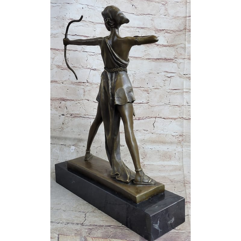Diana The Hunter Huntress Artemis W/Bow Bronze Statue Sculpture La Faguays 14 Inches X 11 Inches