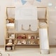 preview thumbnail 21 of 78, Full Size Loft Bed with Slide, Tent, and Storage Shelves - House Frame Kids Bed with Ladder and Car-Shaped Organizer Natural - Twin