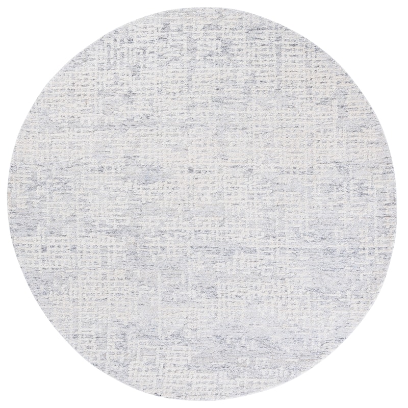 SAFAVIEH Handmade Ebony Marcijona Modern Contemporary Wool Rug - 6' Round - Silver/Ivory