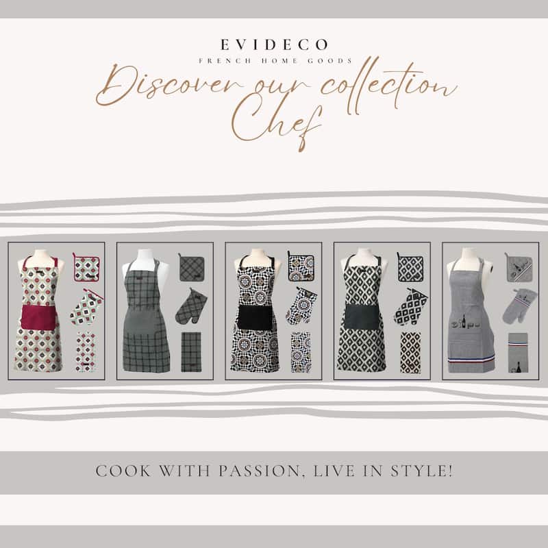 4 Piece French Gourmet Kitchen Set Gray Apron Oven Mitt Towel and Pot Holder - Set of 4