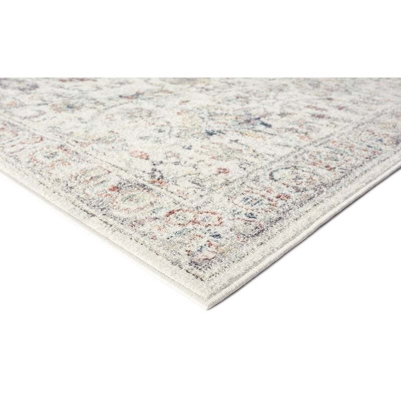Jinnie Cream and Purple Multi-Color Distressed Rug