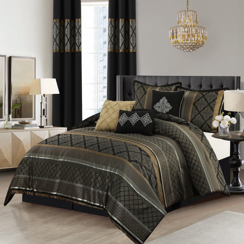 Nanshing Jensen 9 Piece Jacquard Traditional Comforter Set