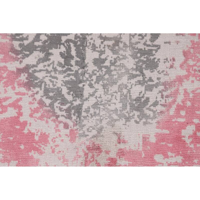 Contemporary Abstract Indian Area Rug Hand-Knotted Wool Carpet - 9'10"x 11'11"