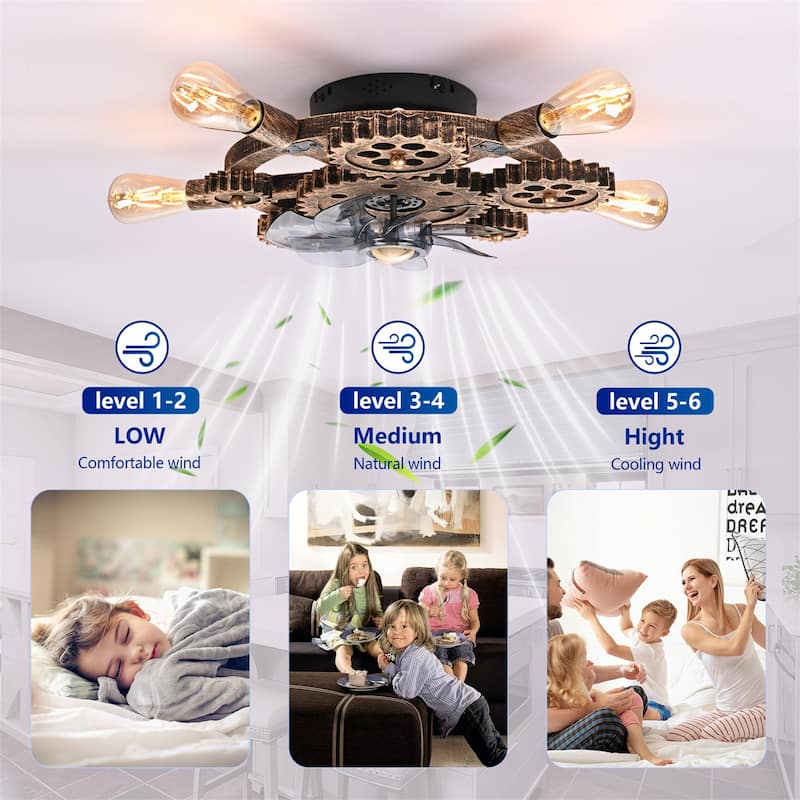 19.6" Farmhouse Ceiling Fan Light and Remote with 7 Blades, NOT Included Bulbs