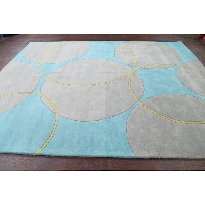 Circle Design Modern Oriental Wool Area Rug Hand-tufted Dotted Carpet - 8'0" x 10'0"
