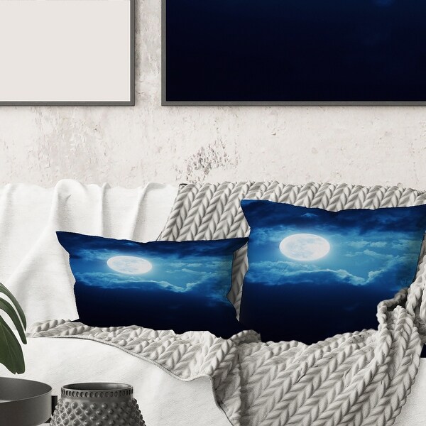 Designart Full Moon In Cloudy Night Sky III Nautical Coastal