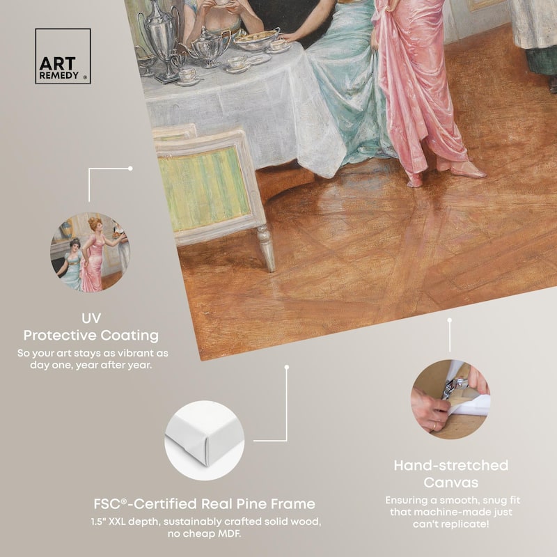 The Parrot and the Tea Party Canvas by Art Remedy, Gallery Wrapped