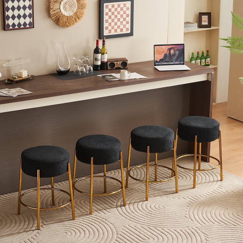Set of 2 Contemporary Round Upholstered Dining Stools, Bar Stools
