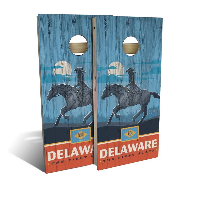 Delaware State Pride Outdoor Cornhole Board Set - Backyard 2x4 - Include Hole Lights