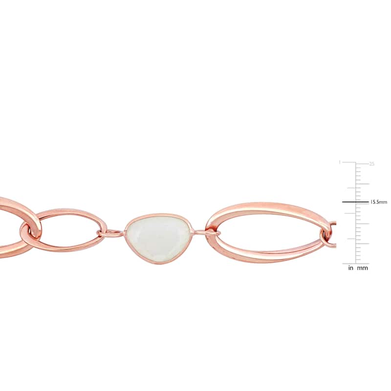Miadora 18k Rose Gold 12ct TGW Multi-color Chalcedony and Oval Link Necklace
