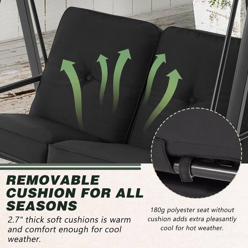 2-Seat Patio Swing Chair, Outdoor Porch Swing Glider