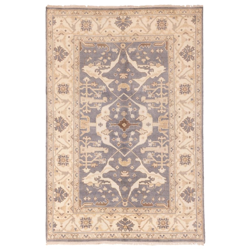 ECARPETGALLERY Hand-knotted Royal Oushak Grey Wool Rug - 6'1 x 8'10