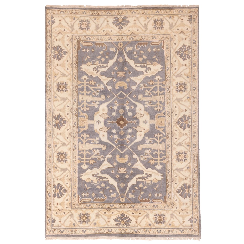 ECARPETGALLERY Hand-knotted Royal Oushak Grey Wool Rug - 6'1 x 8'10