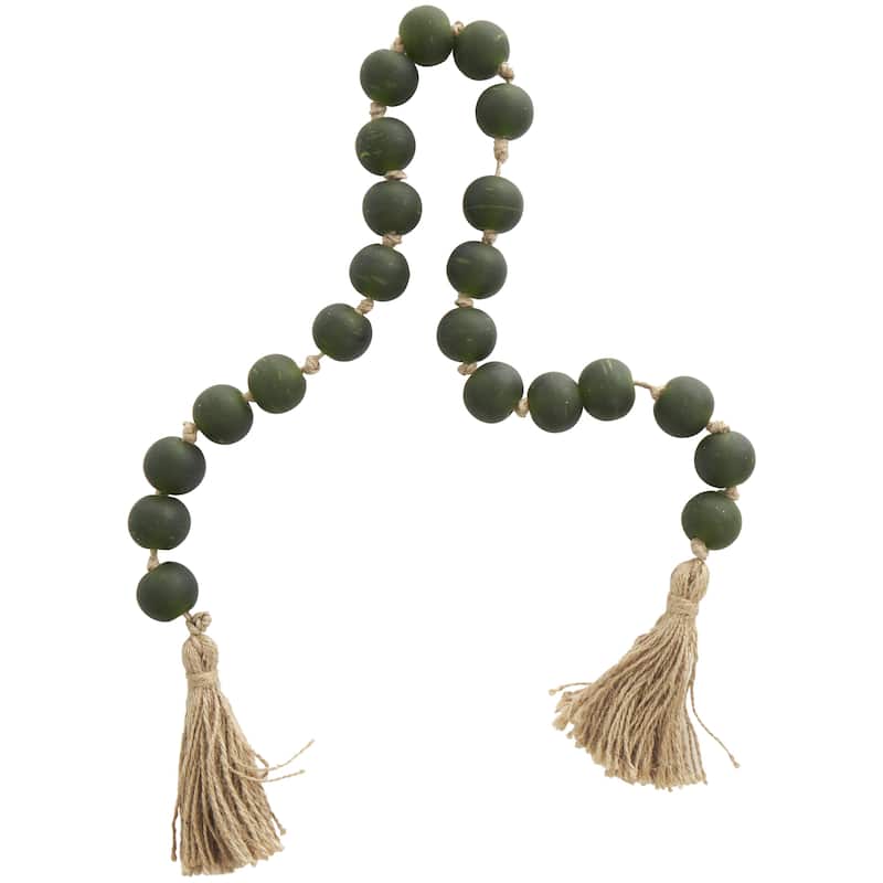 Glass Handmade Round Beaded Garland with Tassel with Knotted Brown Jute - Roche River Decor