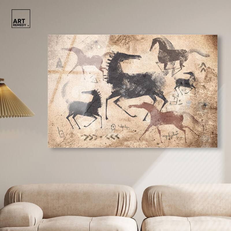 Cave Drawing Horses Acrylic by Art Remedy, Ready to Hang