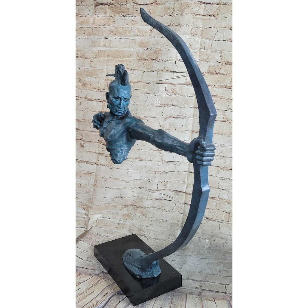 Special Patina Indian Male Warrior 100 Percent Solid Bronze Sculpture Figurine Figure