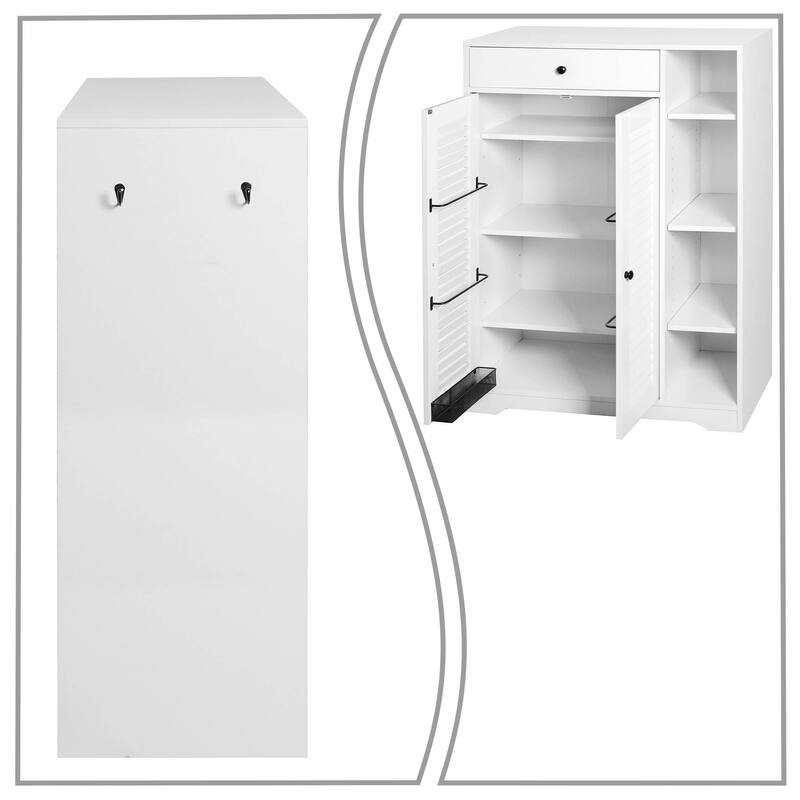 Modern Multifunctional Wooden Shoe Storage Cabinet - White