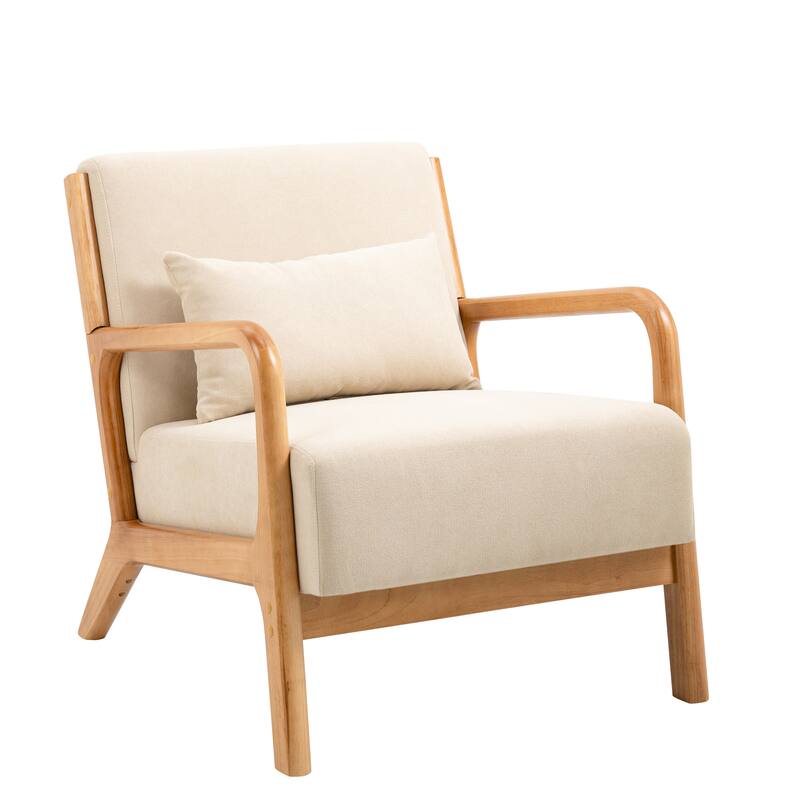 Mid-Century Modern Upholstered Accent Chair with Wood Frame
