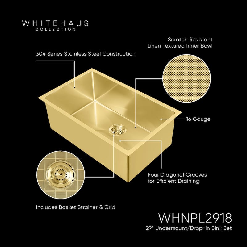 Whitehaus Collection Noah Plus Stainless Steel Undermount Kitchen Sink