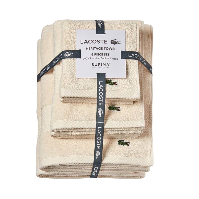 Lacoste Heritage Supima 100% Cotton 6 Piece Towel Set