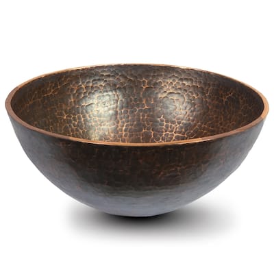 13-in Round Hand Forged Old World Copper Vessel Sink (PV13RDB)