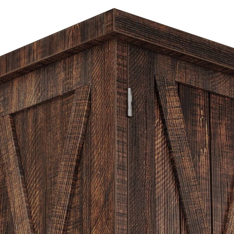 Farmhouse Kitchen Storage Pantry Cabinet with with 4 Barn Doors and Large Drawer & Adjustable Shelves
