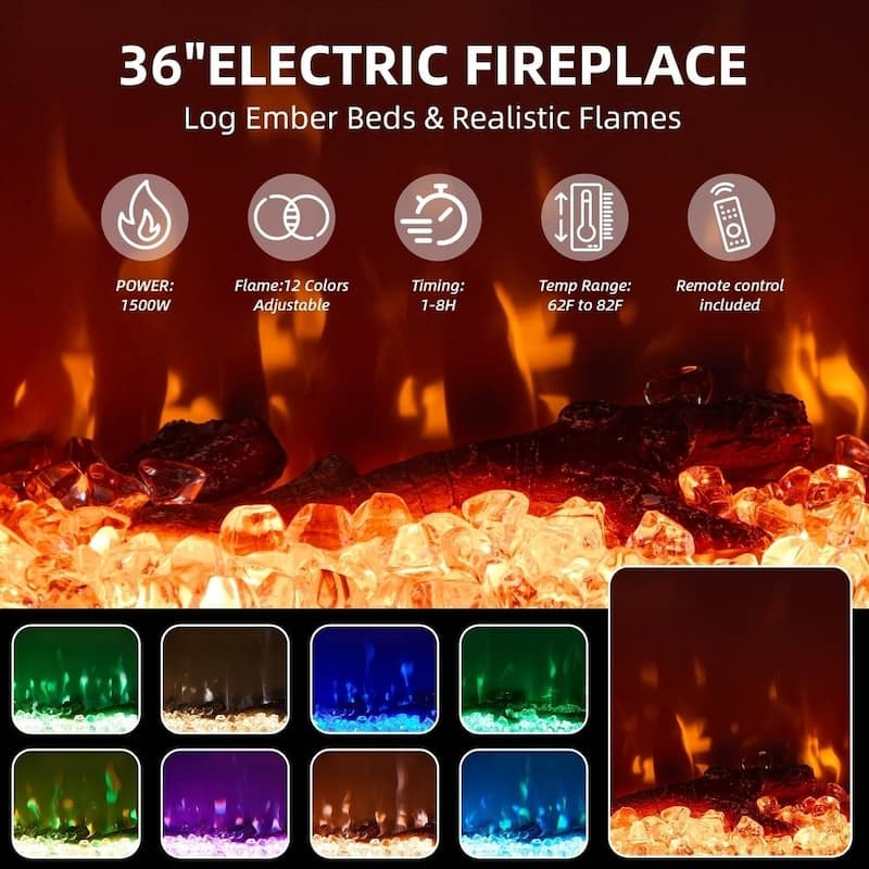 EROMMY Electric Fireplace TV Stand, Living Room Media Storage Cabinet and Entertainment Console