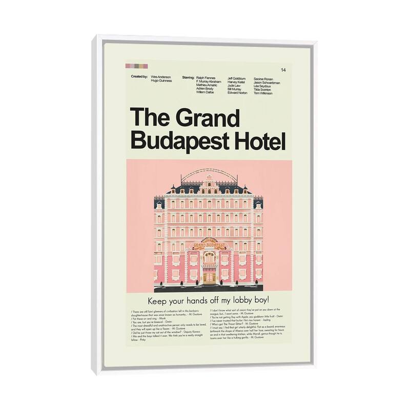 iCanvas "The Grand Budapest Hotel" by Prints and Giggles by Erin Hagerman Framed Canvas Print - White - 40x26